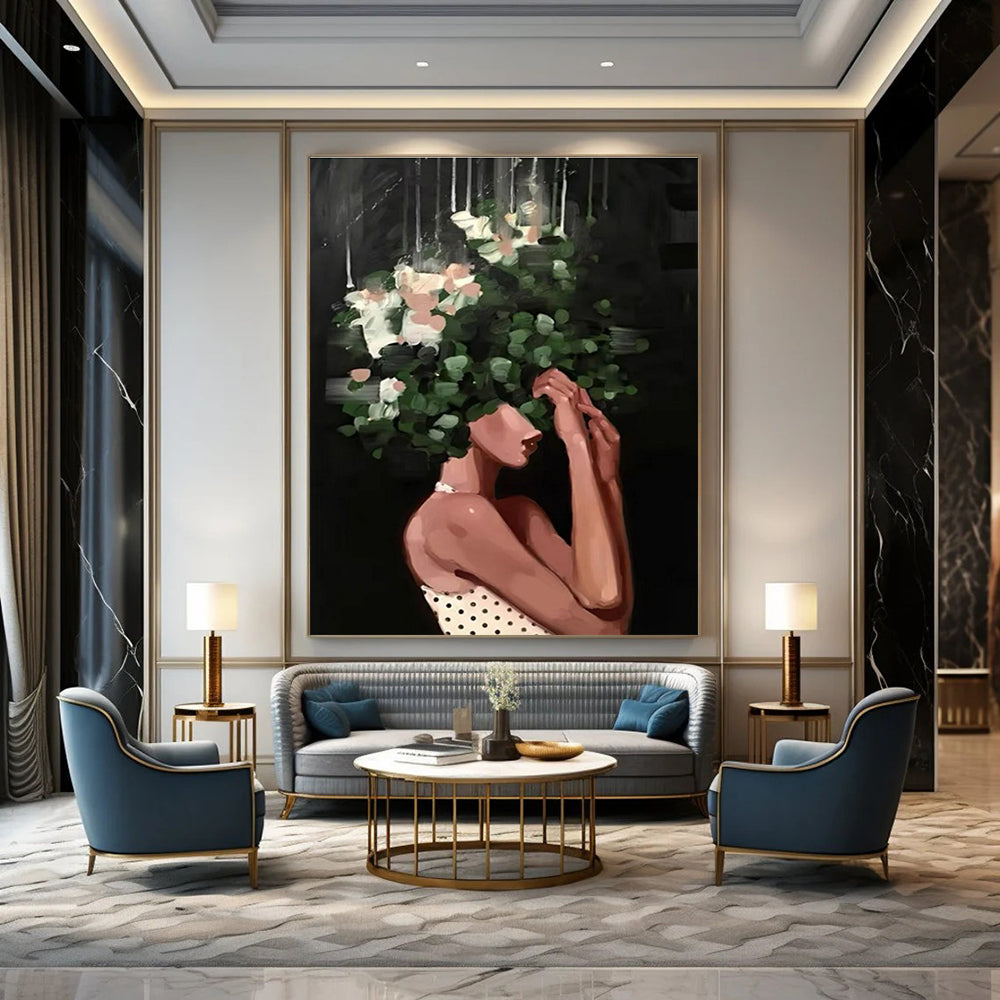 Woman with Floral Headpiece Painting for Bohemian - Styled Spaces HENG323