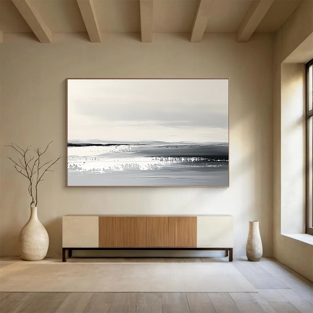 Monochromatic Landscape with Subtle Shades Abstract Painting ABS330