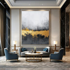 Industrial Chic Abstract Painting with Gold Drips GAB0663