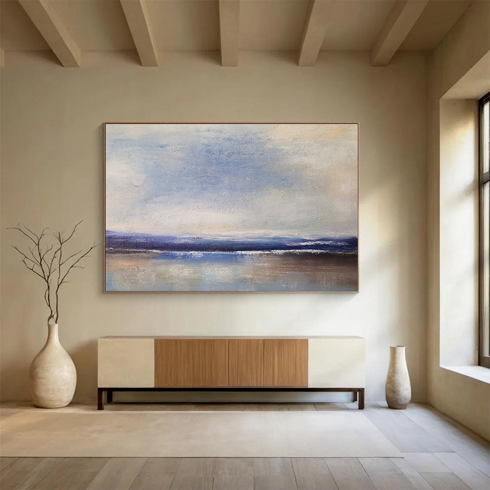 Serene Sea Horizon Abstract Painting for Peaceful Spaces YHT036