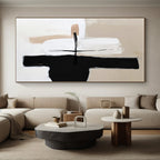 Beige Black White Abstract Painting with Minimalist Charm WINK668