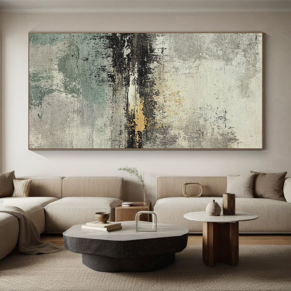 Gray, Gold and Green Abstract Landscape Abstract Painting with Subtle Serenity WINK034