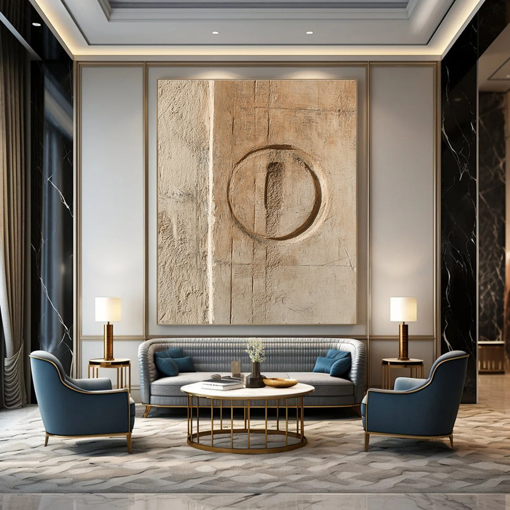 Textured Circle Abstract Painting for Industrial - Chic Art Galleries GAB1307