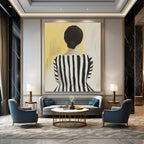 Back View of Striped Woman - Stylized Figurative Abstract Art GAB0418