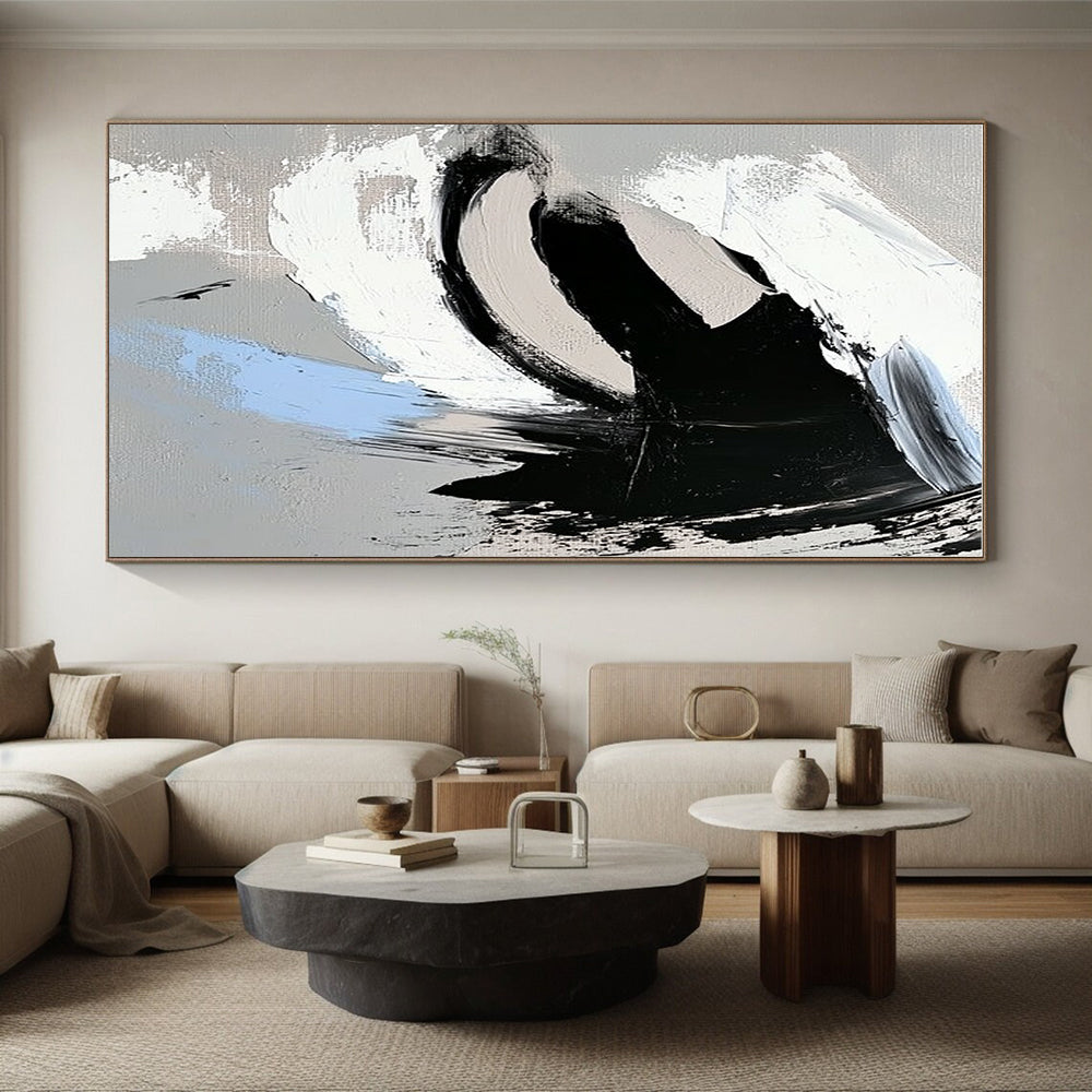 Gray - Blue Accented Abstract Painting with Cool Contrast WINK357