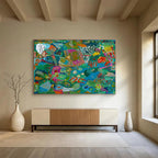 Vibrant Green Abstract Painting for Eco - Friendly Business Lounges YHT235