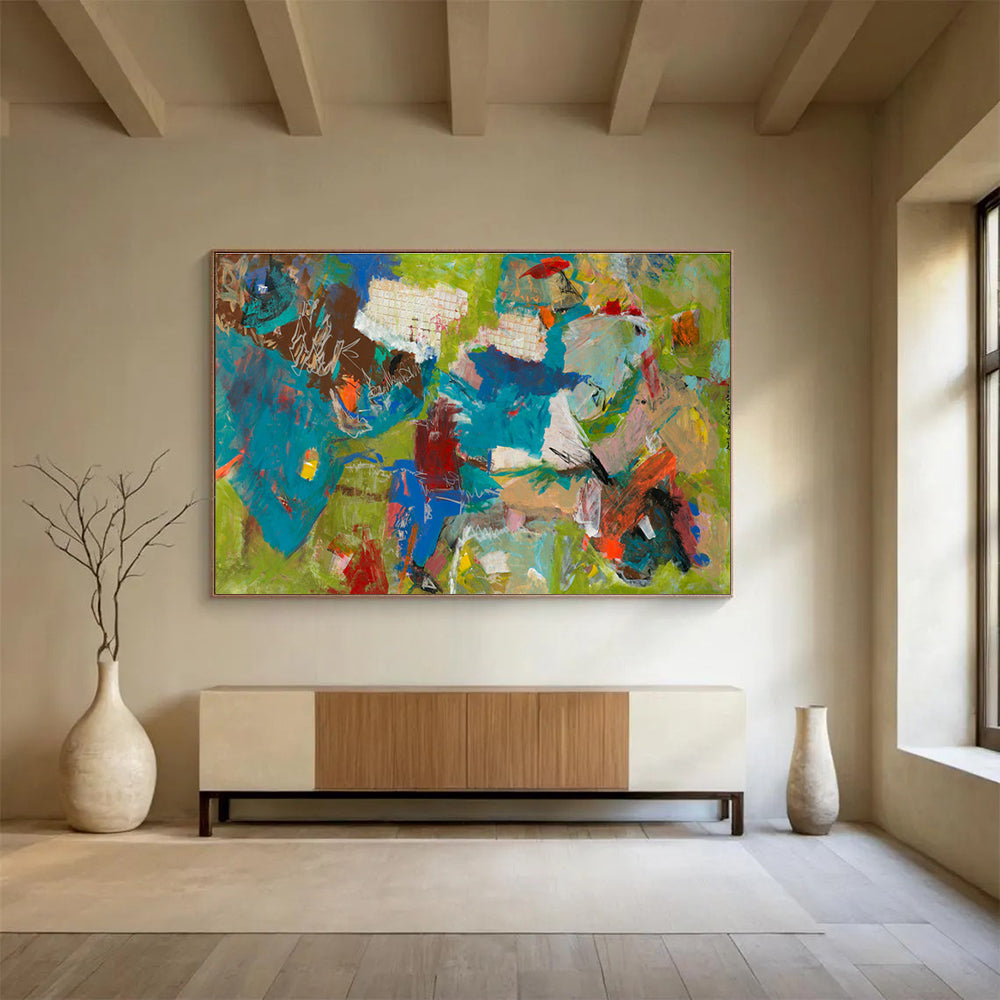 Bold Color Block Abstract Painting for Contemporary Corporate Receptions YHT237