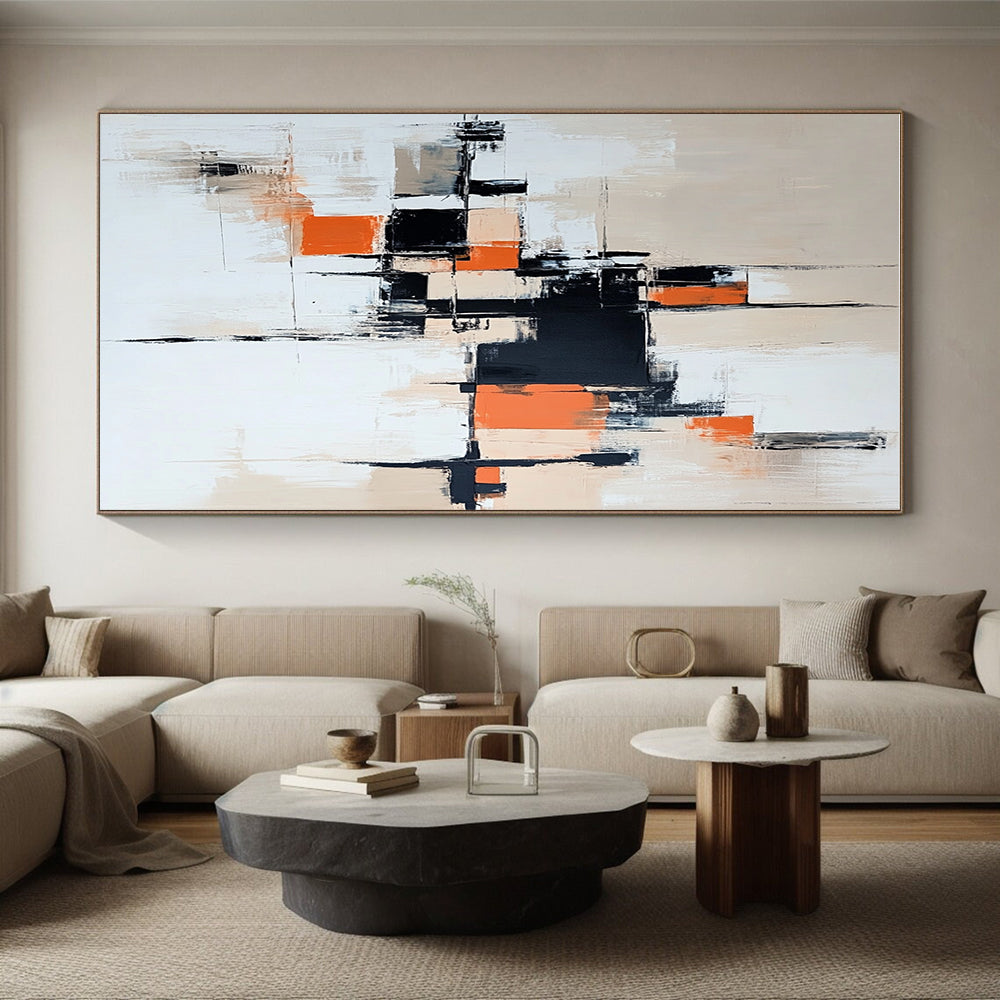 Beige Black Orange Abstract Painting with Modern Simplicity WINK457