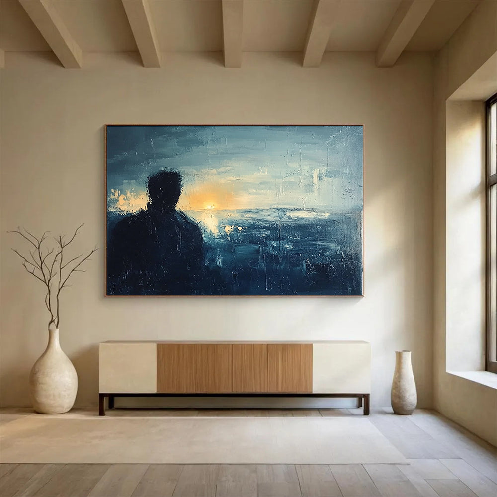 Introspective Silhouette - by - Sunset Seascape Abstract Painting ABS228