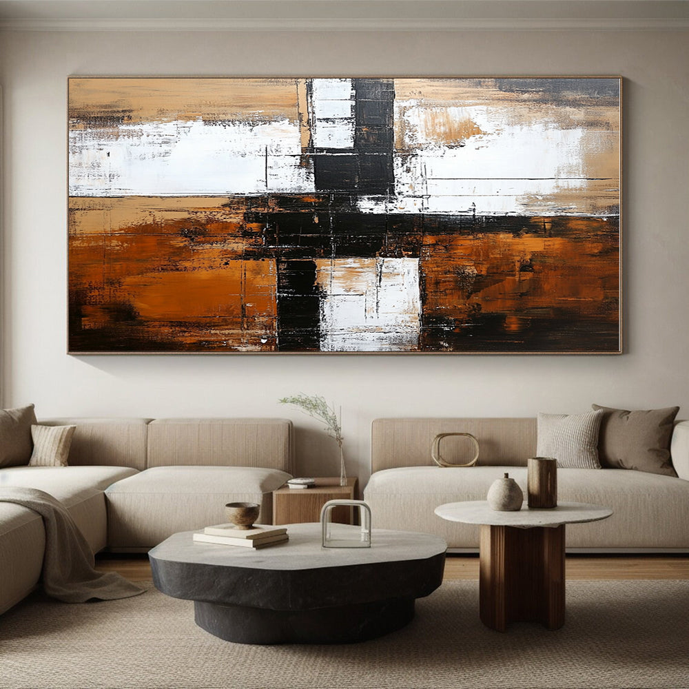 Brown Black White Abstract Painting with Textured Layers WINK672