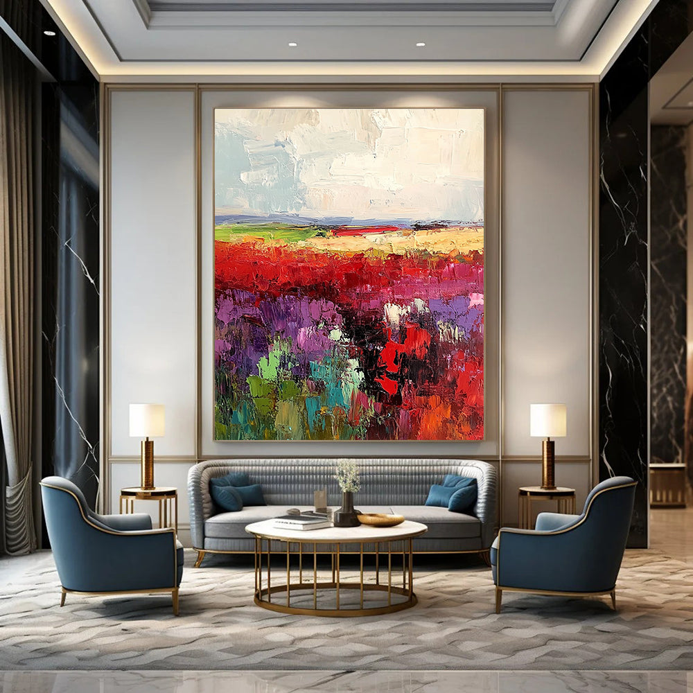 Colorful Fields Abstract - Lively Landscape Art GAB0544