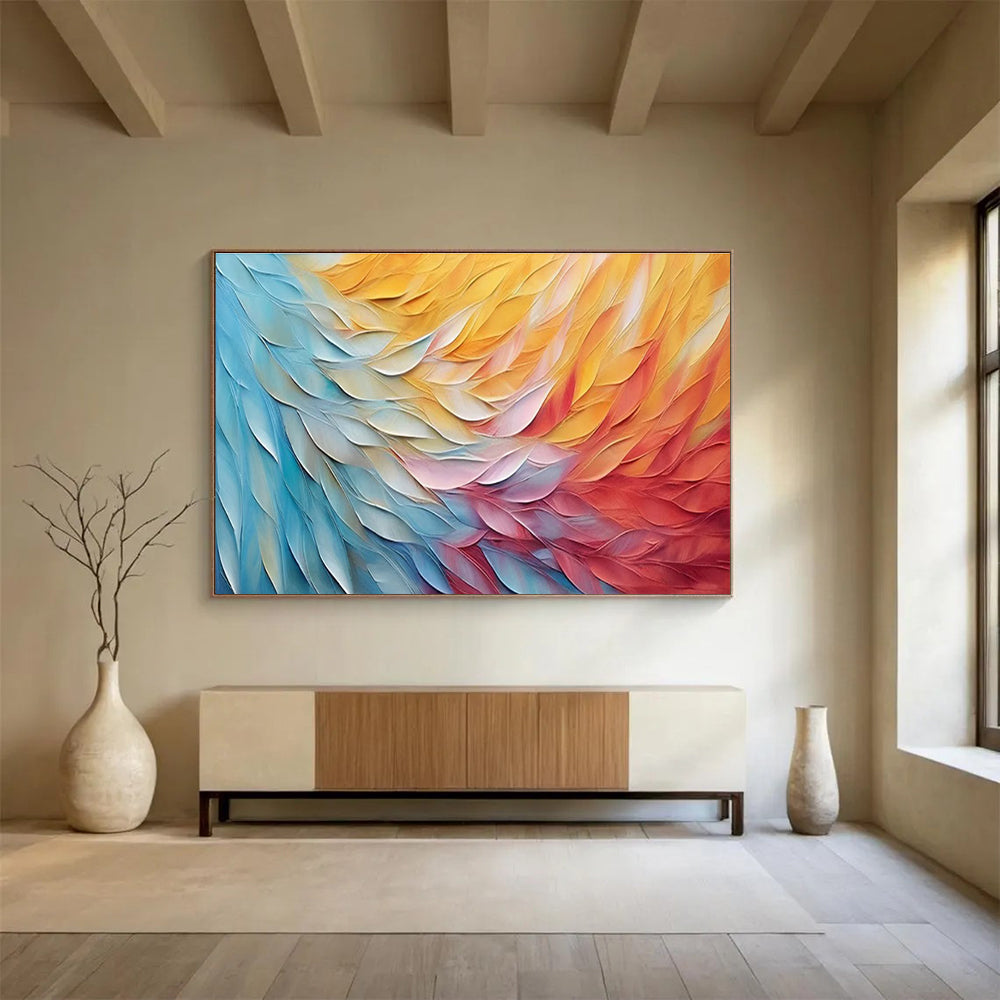 Colorful Feather Abstract Painting for Modern Bedrooms YHT201