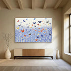 Blue Field with Colorful Butterflies  Nature’s Joyful Scene ABS055