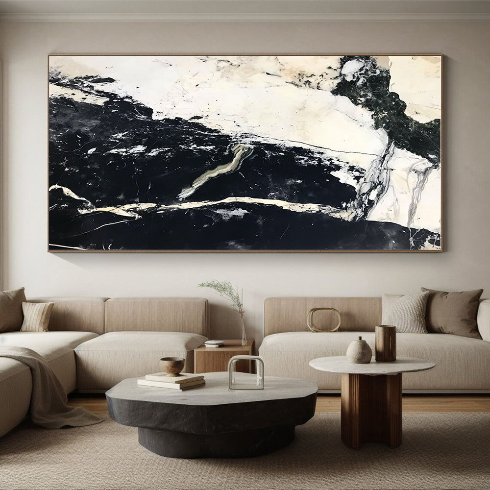 Black White Marble Abstract Painting with Timeless Elegance WINK743