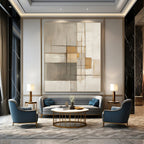 Gold Accent Geometric Abstract Painting for Luxury - Styled Residences GAB1095