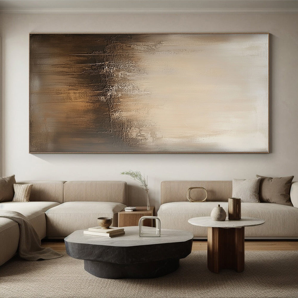 Textured Beige and Brown Gradient Abstract Painting with Tactile Warmth WINK036