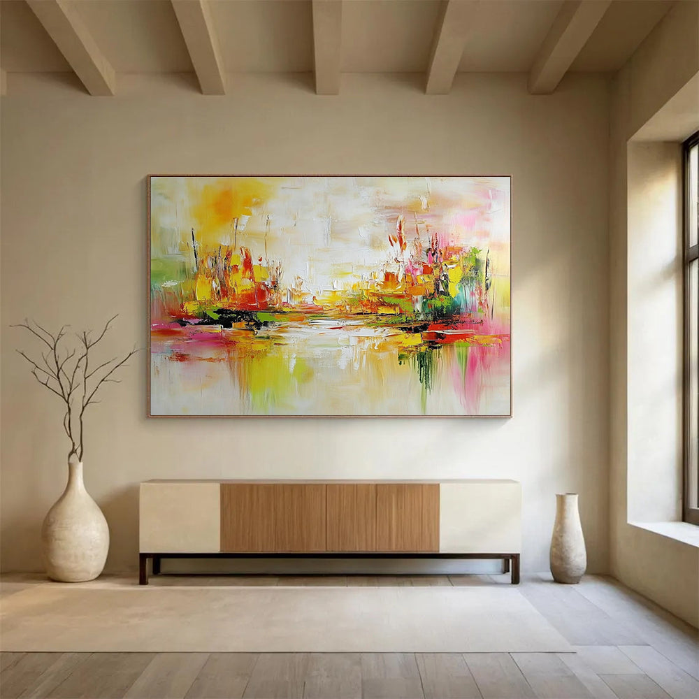 Colorful Cityscape Abstract Painting with Vibrant Energy ABS297
