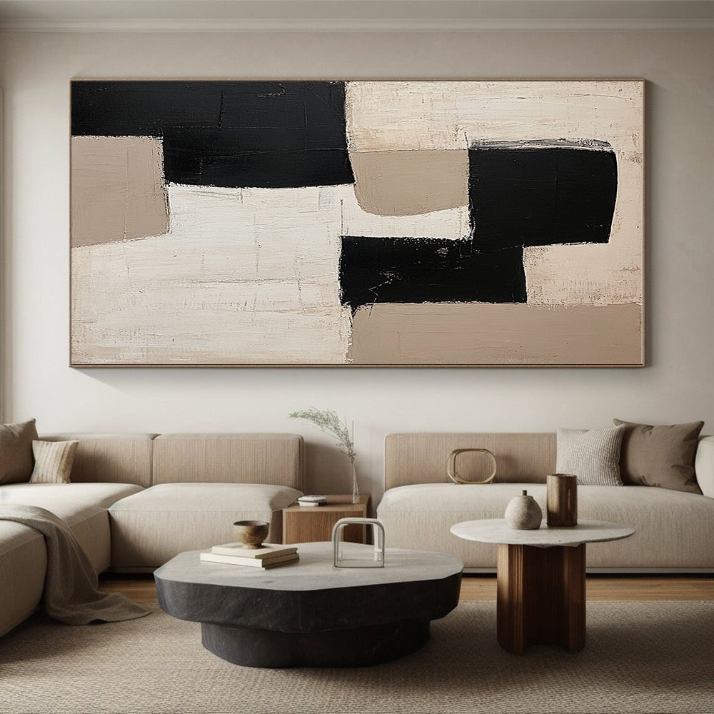 Monochromatic Geometric Blocks Abstract Painting with Subtle Textures WINK230