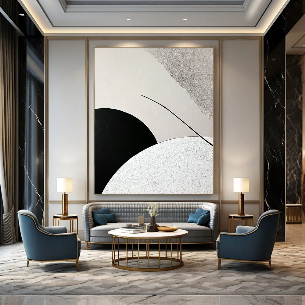 Black and White Minimalist Abstract Painting for Modern Art Galleries GAB0909