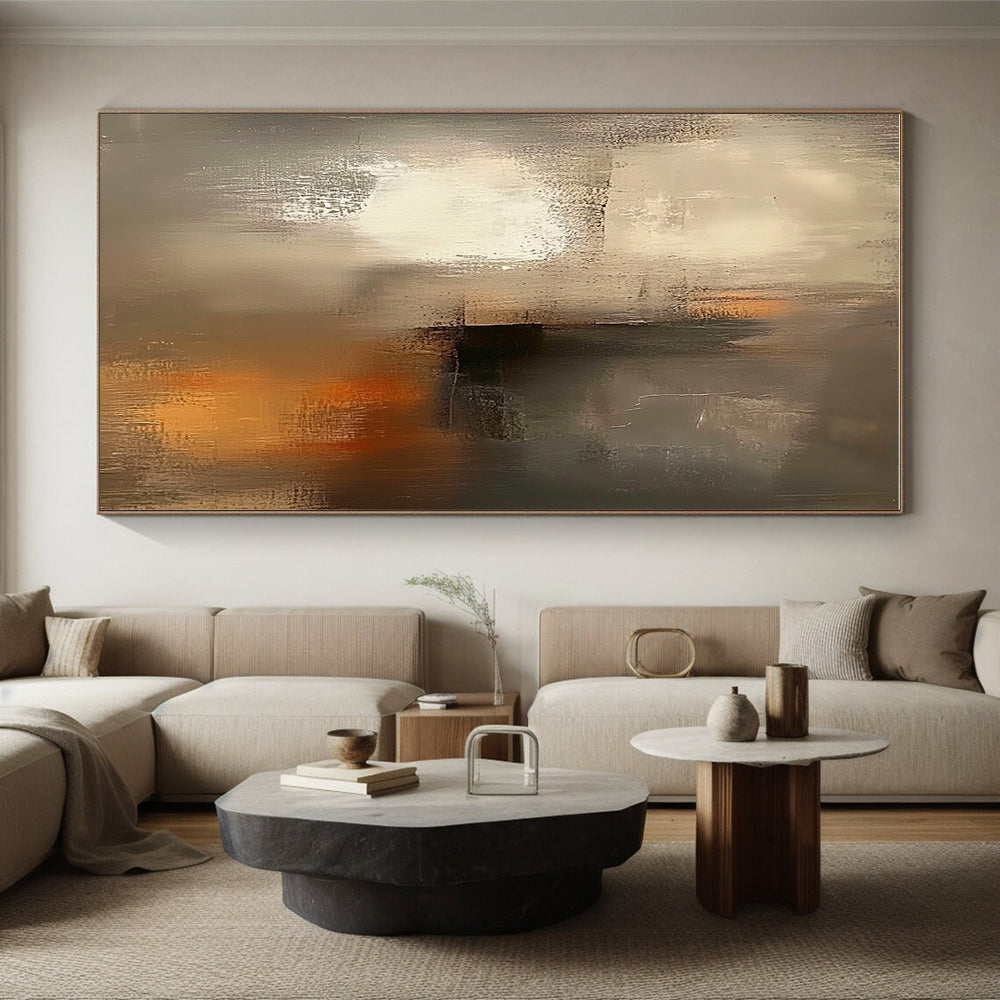 Gray - Orange Abstract Painting with Muted Drama WINK531