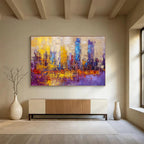 Colorful Cityscape Abstract Painting with Dynamic, Urban Energy ABS514