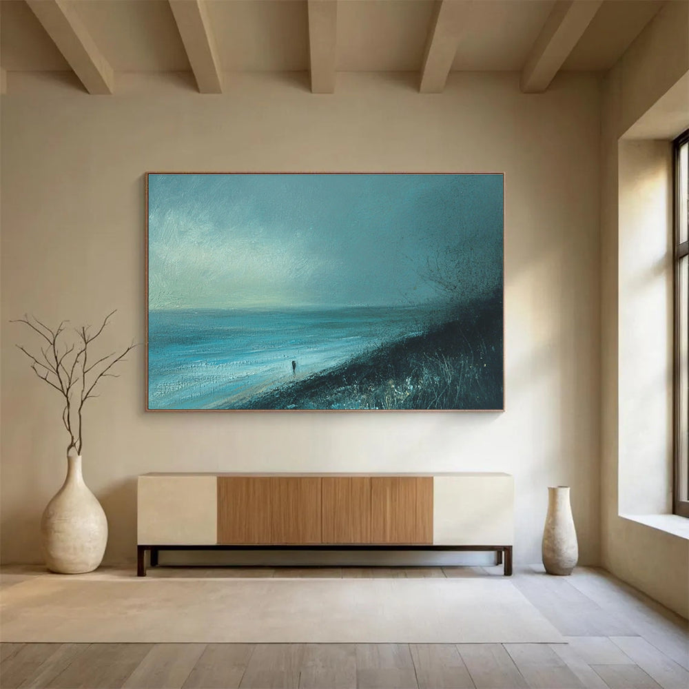 Solitary Beach Figure in Blue Tones ABS090