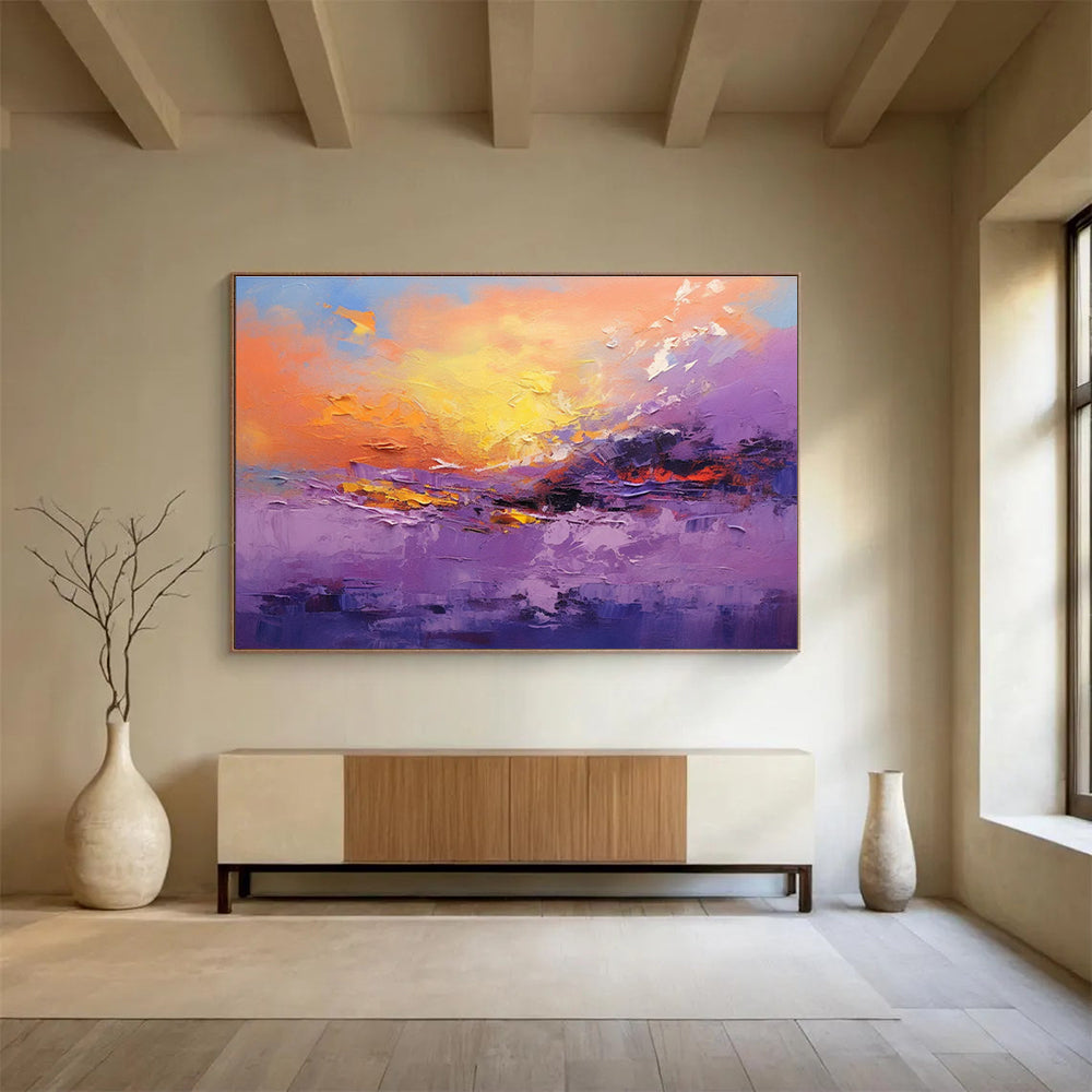 Purple Sunset Abstract Painting for Dreamy Spaces YHT083