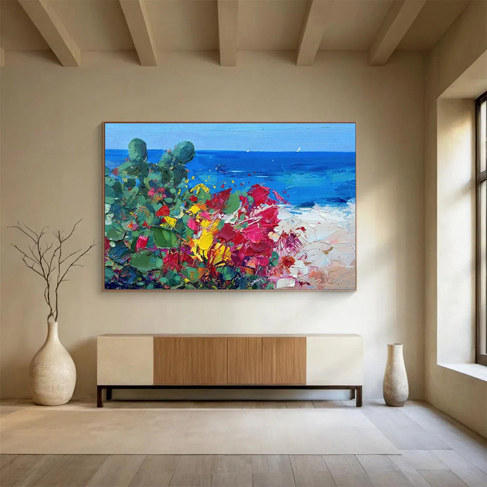 Beach Flowers Abstract Painting for Beachfront Home Living Rooms YHT433