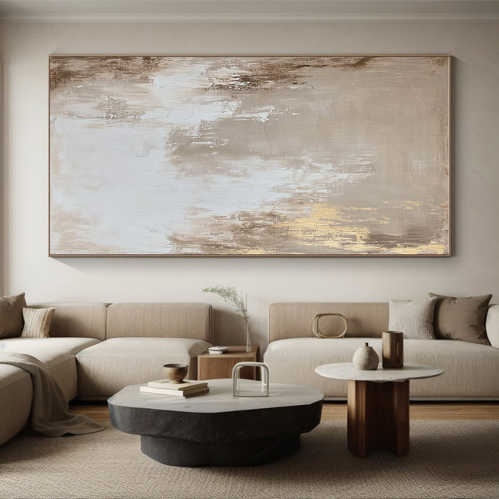 Beige and Gold Abstract Painting with Subtle Luxury WINK123