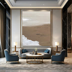 Earth - Toned Curved Line Abstract Painting for Bohemian Bedrooms HENG375