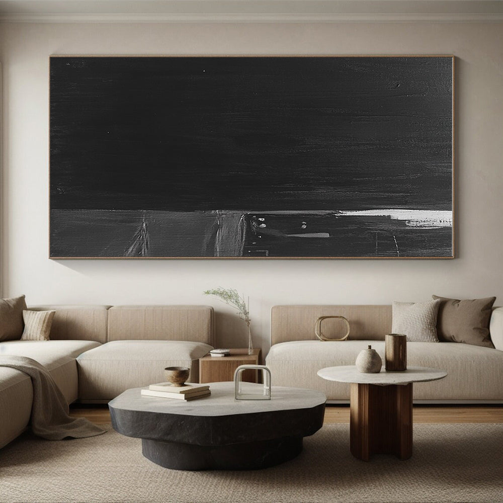 Dark Black Urban Alley Abstract Painting with Mysterious Ambiance WINK016