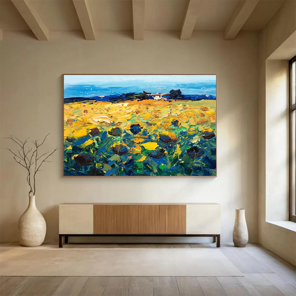 Sunflower Field Abstract Painting for Countryside - Themed Cafes YHT485