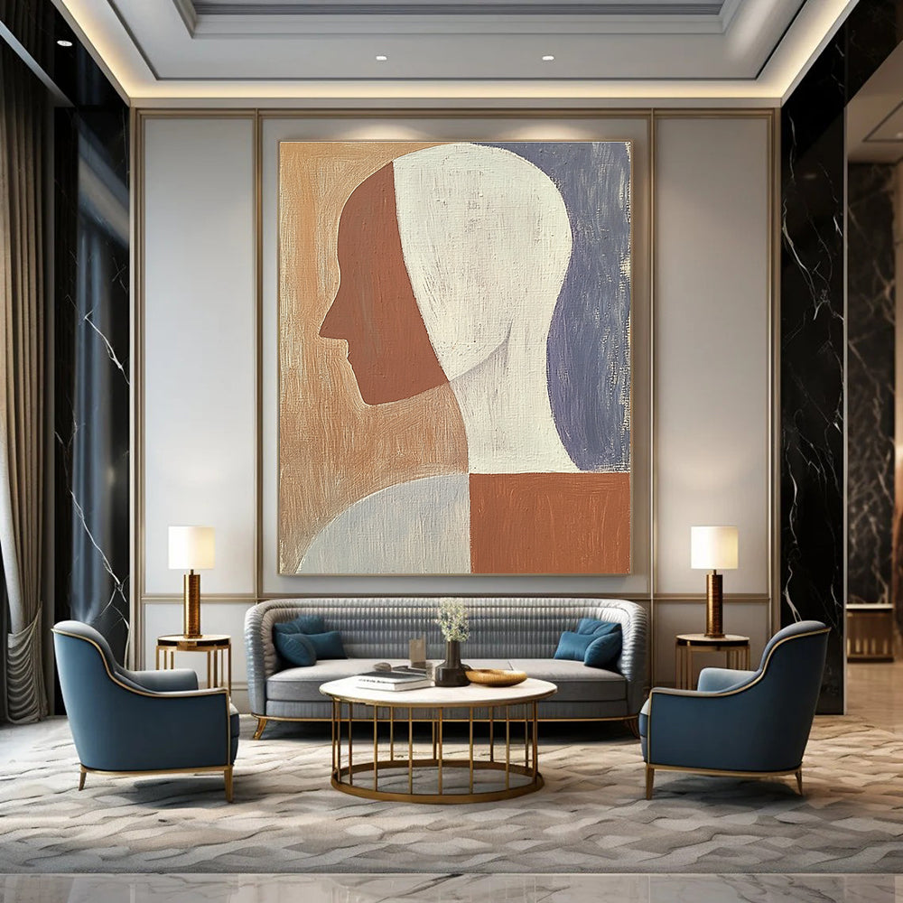 Geometric Head Minimalist Abstract Painting for Modern Interiors GAB1416