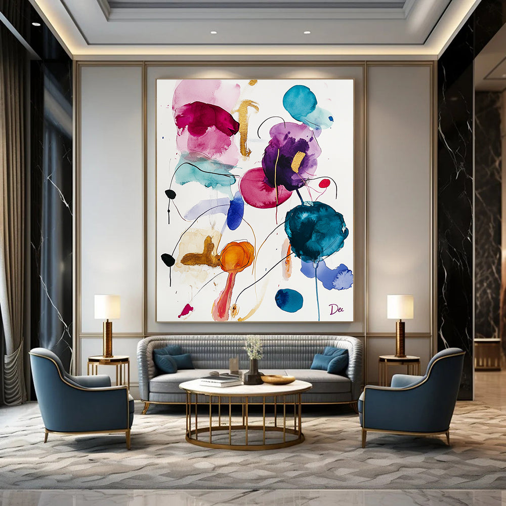 Colorful Fluid Abstract Painting for Creative Studio Lounges GAB1256