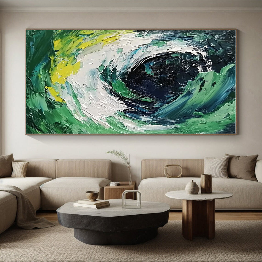 Green and Blue Swirl Abstract Painting with Dynamic Energy WINK070