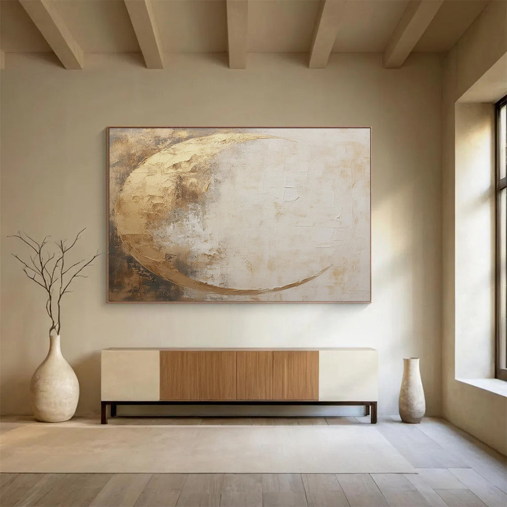 Golden Crescent Abstract Painting for Elegant Interiors YHT080