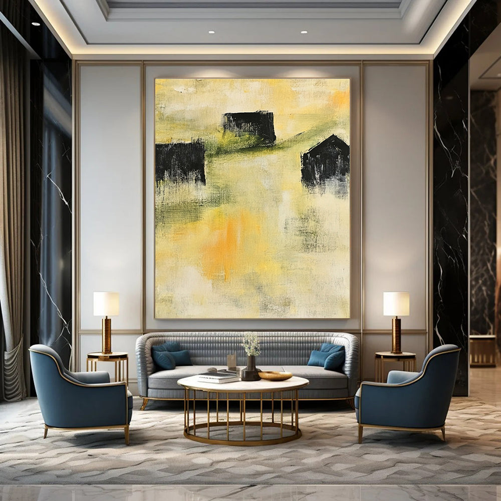 Yellow - Toned Abstract Painting for Bright - Styled Breakfast Nooks GAB1046