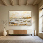Textured Coastal Landscape Abstract Painting with Tactile Beauty ABS618