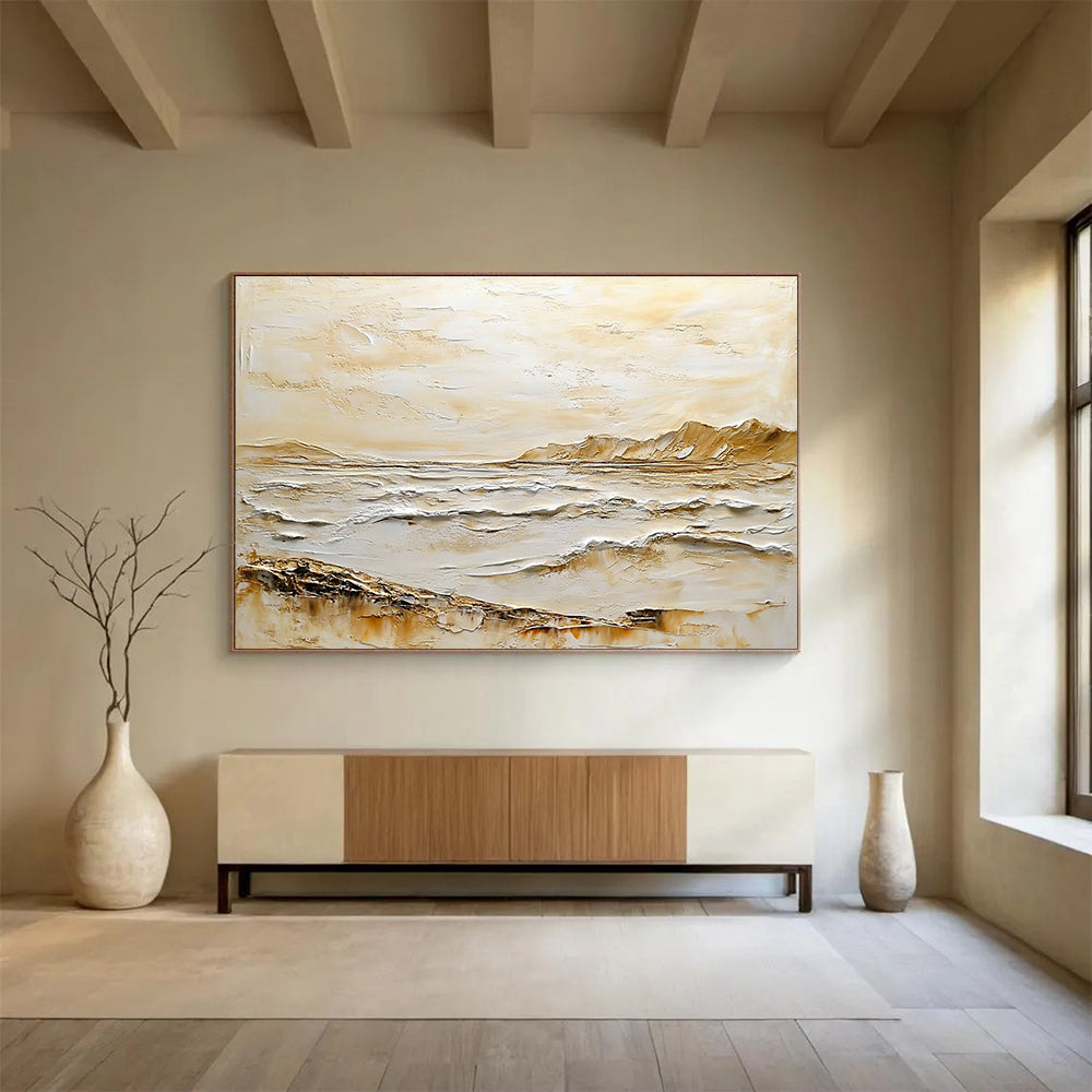 Textured Coastal Landscape Abstract Painting with Tactile Beauty ABS618