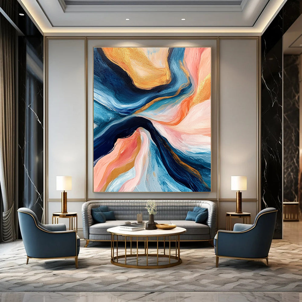 Colorful Flowing Abstract Painting for Art Deco - Styled Lounges GAB1125
