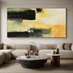 Yellow - Black Abstract Forms Painting with Dramatic Contrast WINK433