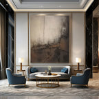 Textured Gray and Brown Industrial - Like Art Abstract Painting for Loft - Style Apartments HENG355