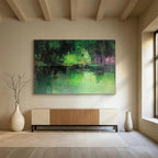 Forest Reflection Abstract Painting with Deep Greens and Purples ABS267