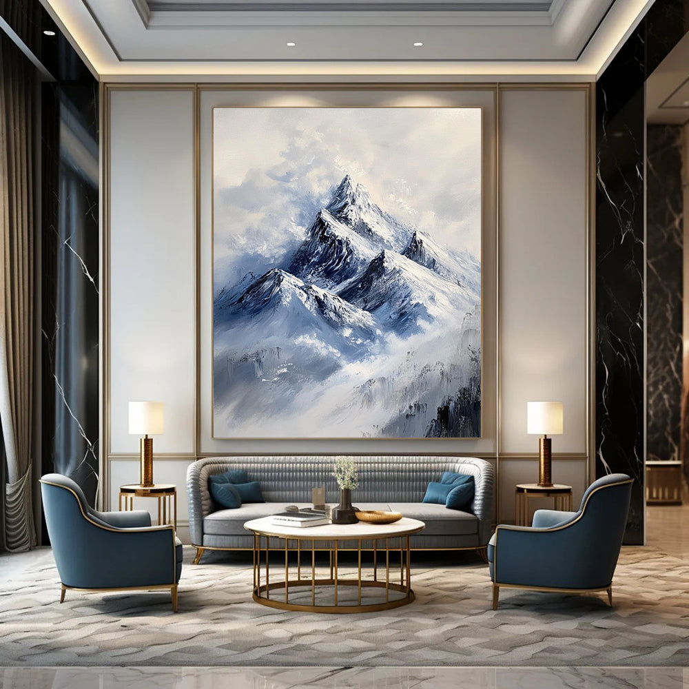 Snowy Mountain Peaks Majestic Landscape Abstract Painting GAB0329