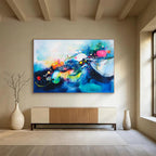 Blue - themed Colorful Abstract with Whimsical Elements Abstract Painting ABS383