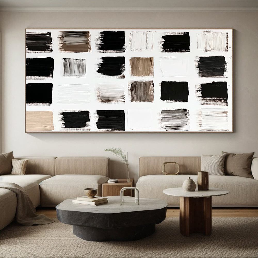 Monochrome Color Swatches Abstract Painting with Textured Hues WINK111
