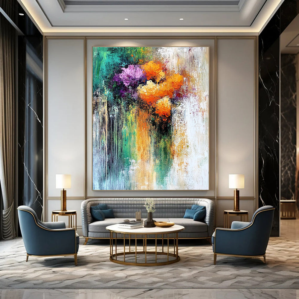Impressionistic Colorful Flowers Abstract Painting for Cheerful Spaces GAB0688