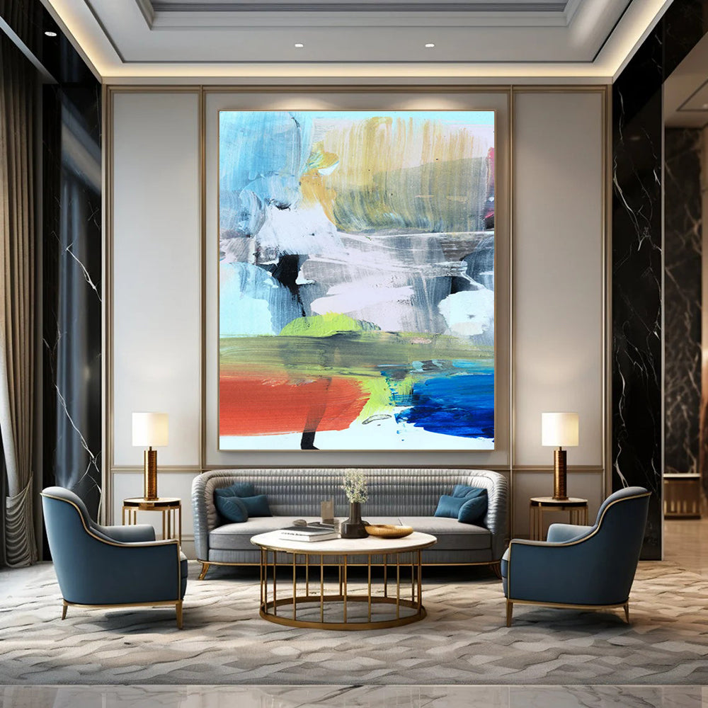 Vivid Colorful Abstract Landscape Painting for Energetic Spaces HENG245