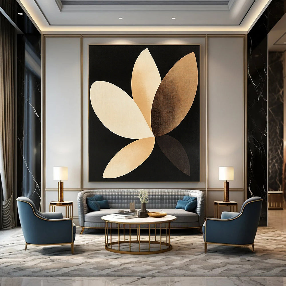 Minimalist Petal Shapes Abstract Painting of Subtle Elegance GAB0130