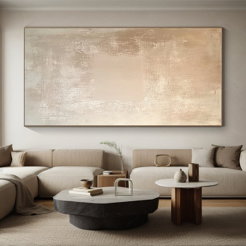 Beige Textured Minimalism Abstract Painting with Subtle Sophistication WINK085